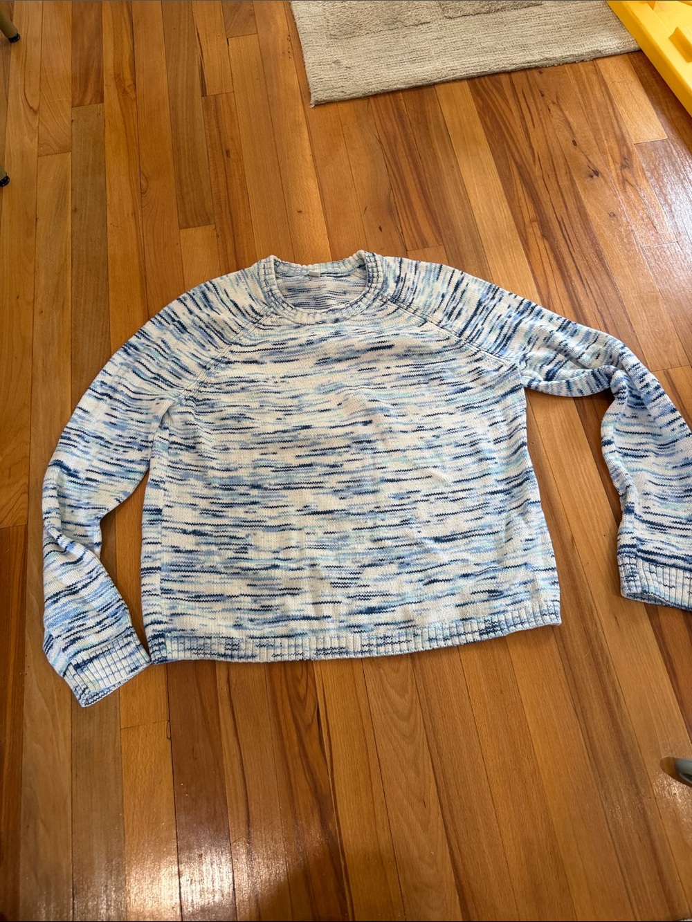 J. Crew Blue and White Marled Crewneck Sweater